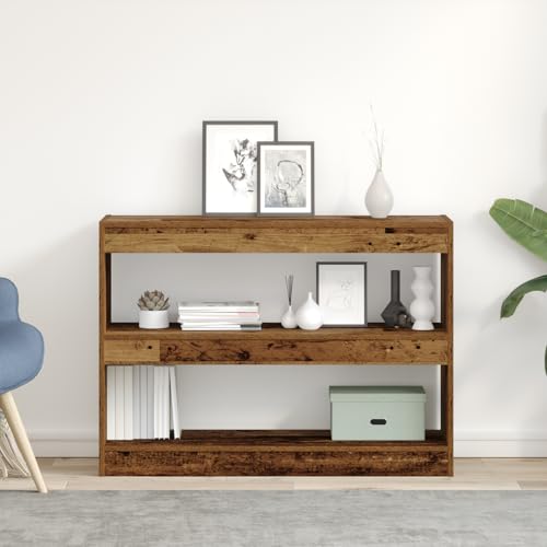Qnhdfrt Bücherregal Raumteiler aus Naturholz 100x30x72 cm Schmal Regal mit Industriellem Look für Wohnzimmer Büro Deko Aufbewahrung von Qnhdfrt