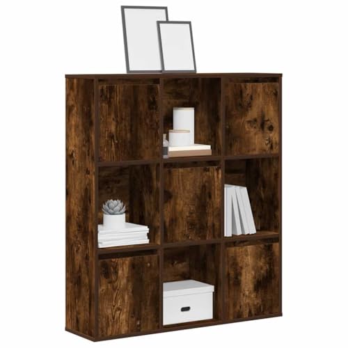 Qnhdfrt Bücherregal Schrank Räuchereiche 89x24x101,5 cm Holzwerkstoff Schmal Hochschrank mit Tür Flexibler Einbau Stauraum für Wohnzimmer von Qnhdfrt