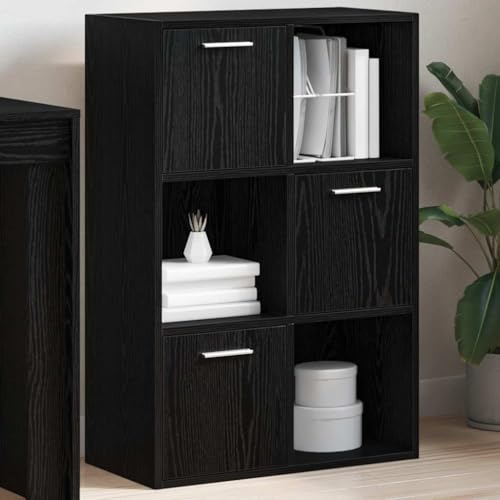 Qnhdfrt Bücherregal Schrank Schwarz 60x29,5x90 cm Holzwerkstoff mit 3 offenen und 3 geschlossenen Würfeln für Wohnzimmer Büro Lager Qnhdfrt Bücherregal Schrank Schwarz 60x29,5x90 cm Holzwerkstoff mit 3 offenen und 3 geschlossenen Würfeln für Wohnzimmer Büro Lager von Qnhdfrt
