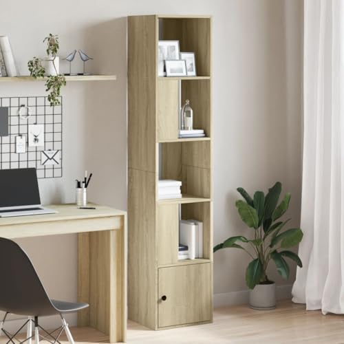 Qnhdfrt Bücherregal aus Holzwerkstoff in Sonoma-Eiche 40x36x189 cm Schmal Hochregal mit 4 Ablagen Modernes Design für Wohnzimmer Büro von Qnhdfrt