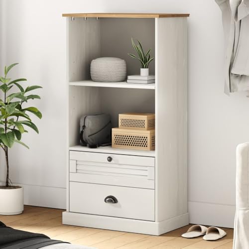 Qnhdfrt Bücherregal aus Massivholz Kiefer Weiß 60x35x114,5 cm mit 2 Fächern 2 Schubladen Jalousie-Design für Aufbewahrung in Wohnzimmer Büro oder Abstellraum Qnhdfrt Bücherregal aus Massivholz Kiefer Weiß 60x35x114,5 cm mit 2 Fächern 2 Schubladen Jalousie-Design für Aufbewahrung in Wohnzimmer Büro oder Abstellraum von Qnhdfrt