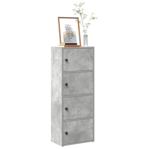 Qnhdfrt Bücherregal mit Tür Betongrau 40x24x102 cm Schmales Hochregal aus Holzwerkstoff Robust Flexibler Türeinbau für Wohnzimmer Büro Haushalt von Qnhdfrt
