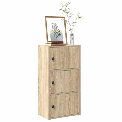 Qnhdfrt Bücherregal mit Türen Sonoma-Eiche Holzwerkstoff 40x24x77 cm Schmaler Hochschrank für Wohnzimmer Büro Aufbewahrung Robust und Flexibel von Qnhdfrt