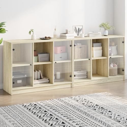 Qnhdfrt Bücherschrank mit Glastüren Sonoma-Eiche 204x37x75 cm Holzwerkstoff Regal 12 Fächer Robust für Aufbewahrung Wohnzimmer Büro Qnhdfrt Bücherschrank mit Glastüren Sonoma-Eiche 204x37x75 cm Holzwerkstoff Regal 12 Fächer Robust für Aufbewahrung Wohnzimmer Büro von Qnhdfrt