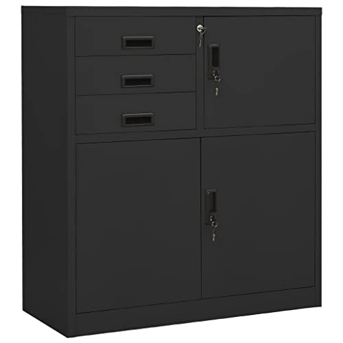 Qnhdfrt Büroschrank Aktenschrank Anthrazit 90x40x102cm Stahl mit Schließfach und 3 Schubladen für Ordner Dokumente Qnhdfrt Büroschrank Aktenschrank Anthrazit 90x40x102cm Stahl mit Schließfach und 3 Schubladen für Ordner Dokumente von Qnhdfrt