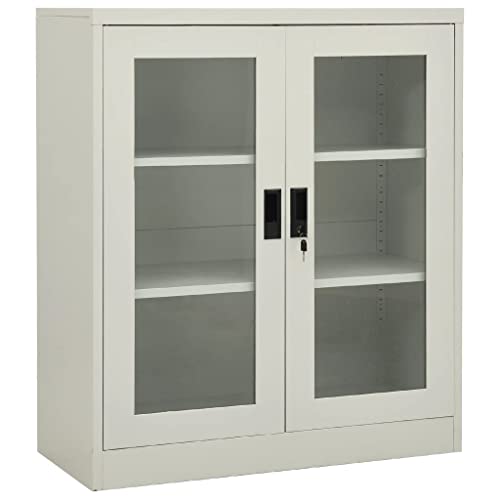 Qnhdfrt Büroschrank Hellgrau Stahl mit gehärtetem Glas – 90x40x105 cm Aktenschrank mit Schloss und verstellbaren Einlegeböden für sichere Dokumentenaufbewahrung im Büro Qnhdfrt Büroschrank Hellgrau Stahl mit gehärtetem Glas – 90x40x105 cm Aktenschrank mit Schloss und verstellbaren Einlegeböden für sichere Dokumentenaufbewahrung im Büro von Qnhdfrt