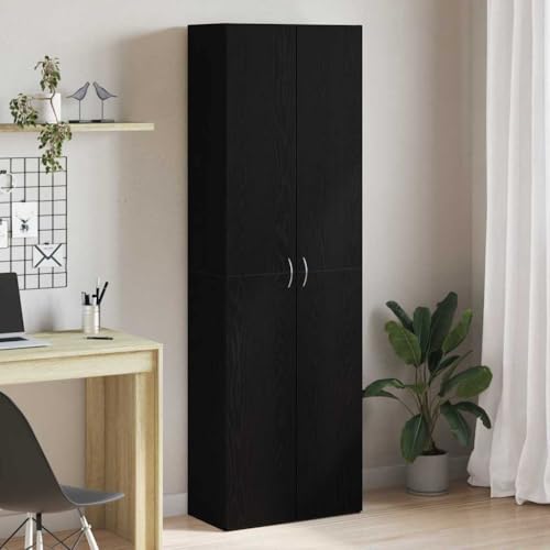 Qnhdfrt Büroschrank Schwarz Eiche Moderner Schrank mit 5 Fächern und verstellbaren Regalen 60 x 32 x 190 cm Stauraum für Büro Wohnzimmer und Arbeitsbereich von Qnhdfrt