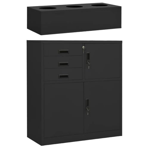 Qnhdfrt Büroschrank mit Pflanzkasten Anthrazit Stahl Aufbewahrungsschrank Organizer 90x40x125 cm Robust Modern für Büro und Wohnzimmer von Qnhdfrt
