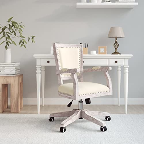 Qnhdfrt Bürostuhl Barock Stil Drehstuhl mit Gasdruckfeder Höhenverstellbar 360 Grad Drehbar und Rollen Bequeme Polsterung aus Leinenstoff für Home Office und Arbeitszimmer von Qnhdfrt