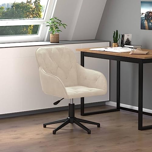 Qnhdfrt Bürostuhl Drehbar Creme Samt Höhenverstellbarer Schreibtischstuhl mit 360 Grad Drehfunktion Weicher Samtbezug und Robustes Metallgestell für Home Office und Schlafzimmer von Qnhdfrt