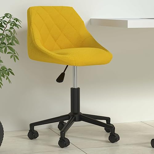 Qnhdfrt Bürostuhl Drehbar Senfgelb Samt Höhenverstellbarer Schreibtischstuhl mit 360 Grad Drehfunktion und Rollen Modernes Design für Home Office und Schlafzimmer von Qnhdfrt