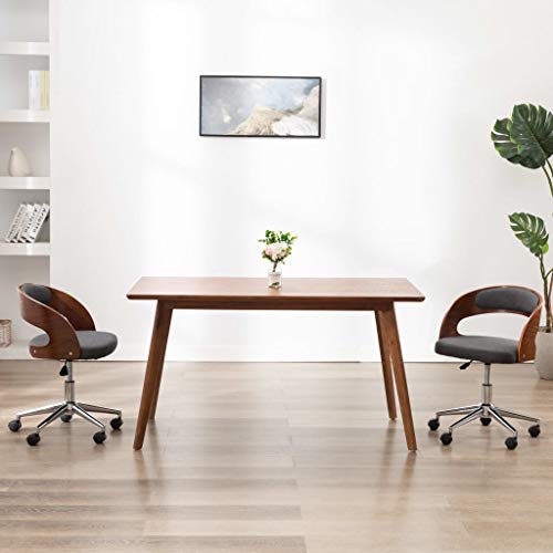 Qnhdfrt Bürostuhl Grau Drehstuhl mit Bugholzgestell und Stoffbezug Ergonomischer Schreibtischstuhl mit Kunststoffrollen Höhenverstellbar für Home Office und Arbeitszimmer von Qnhdfrt