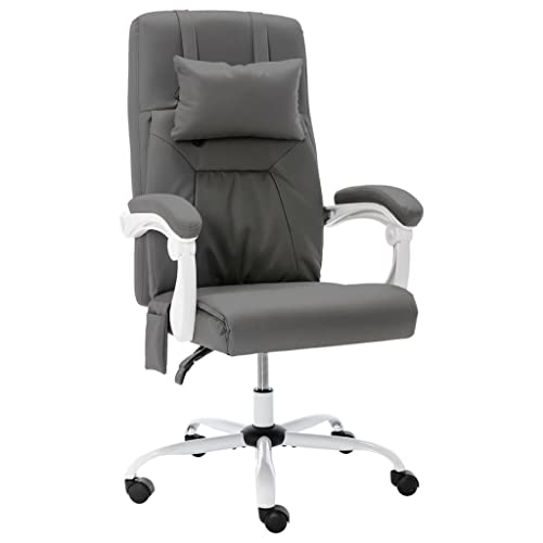Qnhdfrt Bürostuhl Massagefunktion Grau Kunstleder Höhenverstellbarer Schreibtischstuhl mit Nackenkissen Ergonomischer Office Chair für Home Office und Büro Qnhdfrt Bürostuhl Massagefunktion Grau Kunstleder Höhenverstellbarer Schreibtischstuhl mit Nackenkissen Ergonomischer Office Chair für Home Office und Büro von Qnhdfrt