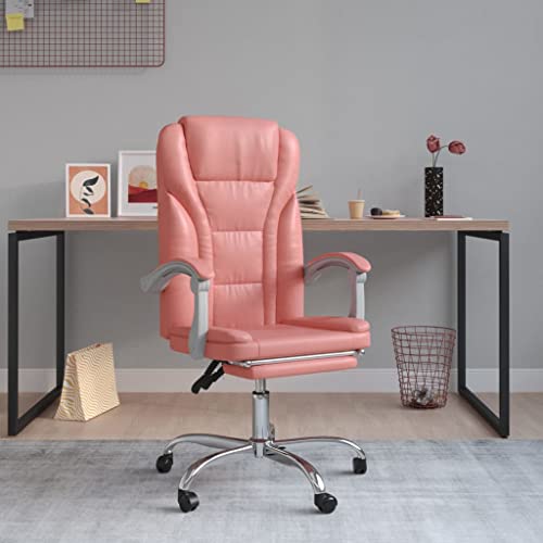 Qnhdfrt Bürostuhl mit Liegefunktion Rosa Kunstleder Höhenverstellbarer Schreibtischstuhl mit 360° Drehfunktion & Verstellbarer Rückenlehne Bequem & Elegant für Home Office und Schlafzimmer von Qnhdfrt