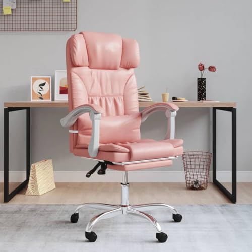 Qnhdfrt Bürostuhl mit Massagefunktion Rosa Kunstleder Höhenverstellbarer Schreibtischstuhl mit Liegefunktion und 360° Drehung Elegantes Design für Home Office und Schlafzimmer von Qnhdfrt