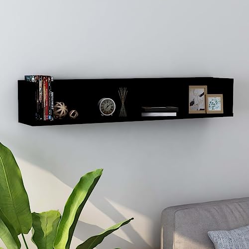 Qnhdfrt CD-Wandregal Schwarz Holzwerkstoff 100x18x18 cm mit 4 Fächern für CDs DVDs Schallplatten Wandaufbewahrung Modernes Design Robust Qnhdfrt CD-Wandregal Schwarz Holzwerkstoff 100x18x18 cm mit 4 Fächern für CDs DVDs Schallplatten Wandaufbewahrung Modernes Design Robust von Qnhdfrt