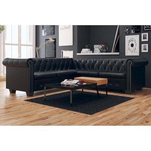 Qnhdfrt Chesterfield Ecksofa 5-Sitzer Kunstleder Schwarz – Großes Bequemes Sofa mit robustem Holzrahmen für Wohnzimmer und Büro Qnhdfrt Chesterfield Ecksofa 5-Sitzer Kunstleder Schwarz – Großes Bequemes Sofa mit robustem Holzrahmen für Wohnzimmer und Büro von Qnhdfrt