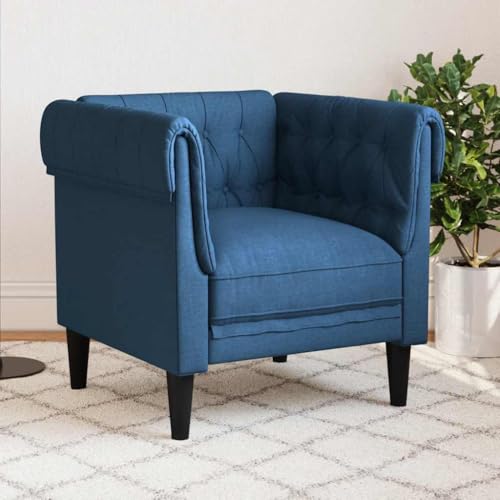 Qnhdfrt Chesterfield Sessel Blau Stoff Bequemer Relaxsessel mit Gepolsterter Sitzfläche und Klassischem Design für Wohnzimmer Entspannen Lesen Qnhdfrt Chesterfield Sessel Blau Stoff Bequemer Relaxsessel mit Gepolsterter Sitzfläche und Klassischem Design für Wohnzimmer Entspannen Lesen von Qnhdfrt