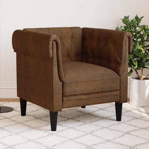 Qnhdfrt Chesterfield Sessel Braun Stoff Bequem mit Gepolsterten Armlehnen für Wohnzimmer Balkon Esszimmer Klassisches Design Stabiles Holzgestell Qnhdfrt Chesterfield Sessel Braun Stoff Bequem mit Gepolsterten Armlehnen für Wohnzimmer Balkon Esszimmer Klassisches Design Stabiles Holzgestell von Qnhdfrt