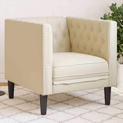 Qnhdfrt Chesterfield-Sessel Creme Kunstleder Bequemer Relaxsessel für Wohnzimmer mit klassischer Knopfheftung und Stabiler Konstruktion Qnhdfrt Chesterfield-Sessel Creme Kunstleder Bequemer Relaxsessel für Wohnzimmer mit klassischer Knopfheftung und Stabiler Konstruktion von Qnhdfrt