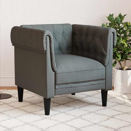 Qnhdfrt Chesterfield Sessel Dunkelgrau Stoff Bequemer Relaxsessel mit klassischem Design gepolsterten Armlehnen und stabilen Beinen für Wohnzimmer Entspannung Leseecke Qnhdfrt Chesterfield Sessel Dunkelgrau Stoff Bequemer Relaxsessel mit klassischem Design gepolsterten Armlehnen und stabilen Beinen für Wohnzimmer Entspannung Leseecke von Qnhdfrt