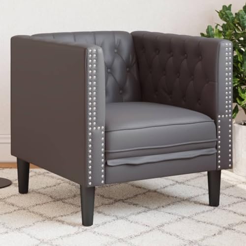Qnhdfrt Chesterfield Sessel Grau aus Kunstleder mit Knopfheftung Dick Gepolstert Bequem für Wohnzimmer Balkon Lesen und Entspannen Qnhdfrt Chesterfield Sessel Grau aus Kunstleder mit Knopfheftung Dick Gepolstert Bequem für Wohnzimmer Balkon Lesen und Entspannen von Qnhdfrt