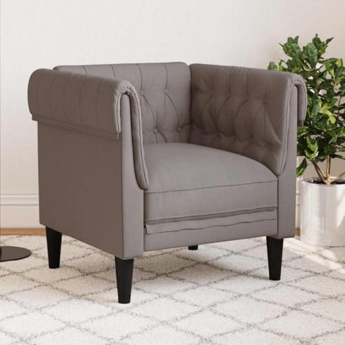 Qnhdfrt Chesterfield Sessel Taupe Stoff Bequemer Relaxsessel mit Klassischem Design für Wohnzimmer Balkon oder Esszimmer Lesen Fernsehen Entspannen 78,5x74,5x74,5cm Qnhdfrt Chesterfield Sessel Taupe Stoff Bequemer Relaxsessel mit Klassischem Design für Wohnzimmer Balkon oder Esszimmer Lesen Fernsehen Entspannen 78,5x74,5x74,5cm von Qnhdfrt