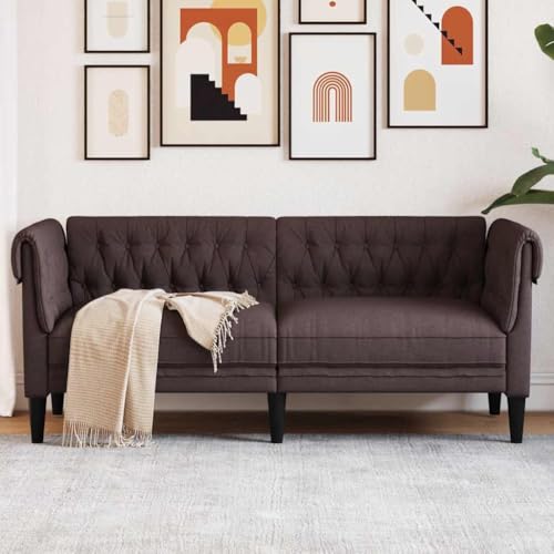 Qnhdfrt Chesterfield Sofa 2-Sitzer Dunkelbraun Stoff Komfortables Wohnzimmer Sofa mit Chesterfield Design und Gepolsterten Armlehnen für Entspannung Lesen Fernsehen Qnhdfrt Chesterfield Sofa 2-Sitzer Dunkelbraun Stoff Komfortables Wohnzimmer Sofa mit Chesterfield Design und Gepolsterten Armlehnen für Entspannung Lesen Fernsehen von Qnhdfrt
