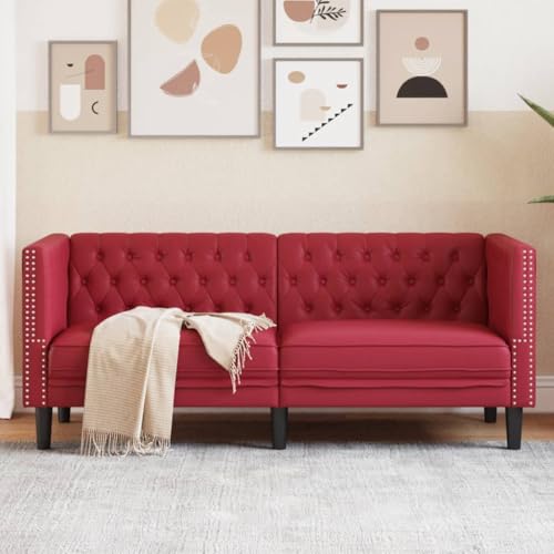Qnhdfrt Chesterfield Sofa 2-Sitzer in Weinrot Kunstleder Mit Knopfheftung und Dicker Polsterung für Wohnzimmer Entspannung oder Loungebereich Qnhdfrt Chesterfield Sofa 2-Sitzer in Weinrot Kunstleder Mit Knopfheftung und Dicker Polsterung für Wohnzimmer Entspannung oder Loungebereich von Qnhdfrt