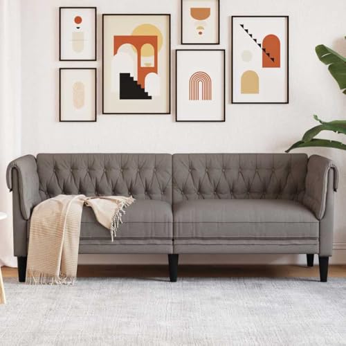 Qnhdfrt Chesterfield Sofa 3-Sitzer Taupe Stoff - Klassische Wohnzimmer Couch mit gepolsterten Armlehnen und Rückenlehne für Lounge Entspannung und Gespräche von Qnhdfrt