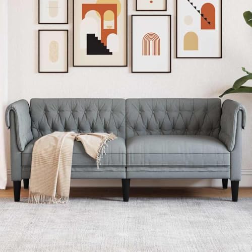 Qnhdfrt Chesterfield Sofa Hellgrau 182,5 cm, atmungsaktives Polyester mit Knopfsteppung & gerollten Armen, kleines 2-Sitzer Schlafsofa für Wohnzimmer Jugendzimmer Qnhdfrt Chesterfield Sofa Hellgrau 182,5 cm, atmungsaktives Polyester mit Knopfsteppung & gerollten Armen, kleines 2-Sitzer Schlafsofa für Wohnzimmer Jugendzimmer von Qnhdfrt
