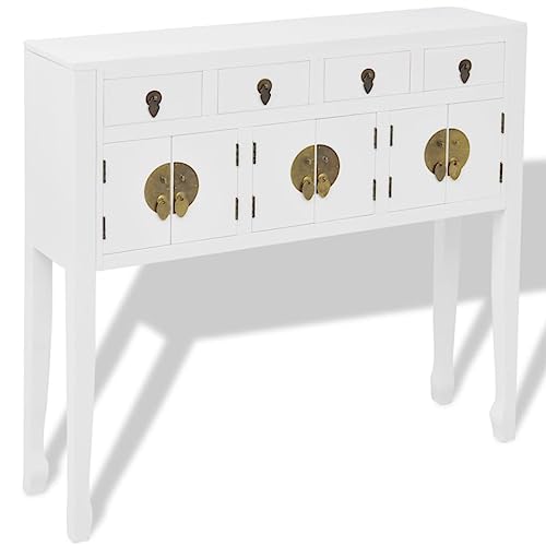 Qnhdfrt Chinesisches Sideboard Massivholz Weiß Kommode mit Schubladen und Fächern 95x24x91 cm für Wohnzimmer Flur Schlafzimmer Qnhdfrt Chinesisches Sideboard Massivholz Weiß Kommode mit Schubladen und Fächern 95x24x91 cm für Wohnzimmer Flur Schlafzimmer von Qnhdfrt