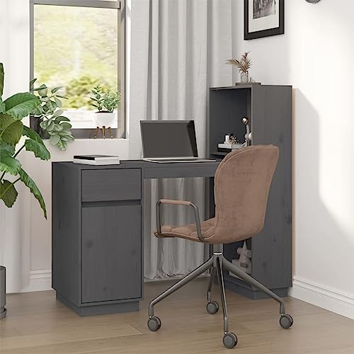 Qnhdfrt Computertisch Grau Massivholz 110x53x117 cm mit Regal Moderner Schreibtisch für Homeoffice und Jugendzimmer Qnhdfrt Computertisch Grau Massivholz 110x53x117 cm mit Regal Moderner Schreibtisch für Homeoffice und Jugendzimmer von Qnhdfrt