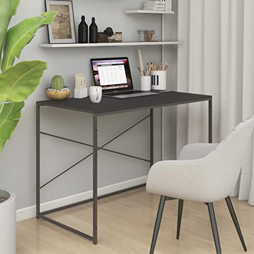 Qnhdfrt Computertisch Schwarz 110x60x70 cm aus Holzwerkstoff und Metall Modernes Design Robuster Schreibtisch für Homeoffice und Büro von Qnhdfrt