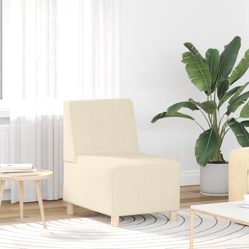 Qnhdfrt Cordstoff Sofasessel ohne Armlehnen Creme 55 cm – Moderner Relaxsessel für Wohnzimmer Schlafzimmer und Büro mit Robustem Gestell von Qnhdfrt