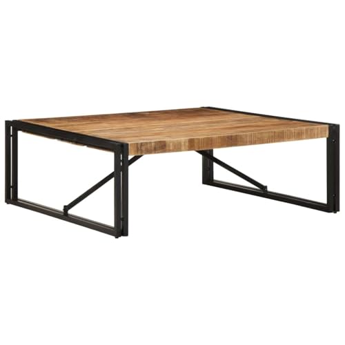 Qnhdfrt Couchtisch 100x100 cm Massivholz Mango Quadratisch mit Eisengestell Industriell Stil Raue Oberfläche Unbehandelt für Wohnzimmer Couchbereich Qnhdfrt Couchtisch 100x100 cm Massivholz Mango Quadratisch mit Eisengestell Industriell Stil Raue Oberfläche Unbehandelt für Wohnzimmer Couchbereich von Qnhdfrt