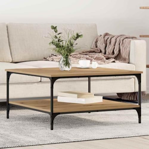 Qnhdfrt Couchtisch 80x80x40 Eiche Handwerklich Holzwerkstoff mit Regal Industrie-Design Robuste Metallbeine Stauraum Modern für Wohnzimmer Schlafzimmer Flur Qnhdfrt Couchtisch 80x80x40 Eiche Handwerklich Holzwerkstoff mit Regal Industrie-Design Robuste Metallbeine Stauraum Modern für Wohnzimmer Schlafzimmer Flur von Qnhdfrt