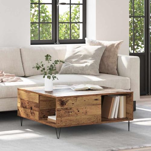 Qnhdfrt Couchtisch Altholz 80x80x36,5 cm aus Holzwerkstoff mit integriertem Würfelregal, Modernes Design & Robuste Oberfläche, Coffee Table für Wohnzimmer Flur Schlafzimmer Qnhdfrt Couchtisch Altholz 80x80x36,5 cm aus Holzwerkstoff mit integriertem Würfelregal, Modernes Design & Robuste Oberfläche, Coffee Table für Wohnzimmer Flur Schlafzimmer von Qnhdfrt