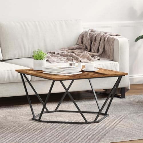 Qnhdfrt Couchtisch Altholz 80x80x45 cm Rechteckig Braun Rustikaler Wohnzimmertisch aus Massivholz von Qnhdfrt