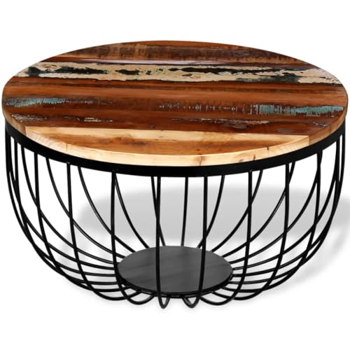 Qnhdfrt Couchtisch Altholz Massiv Vintage Industrie Design 60 x 35 cm Kreisförmig mit Eisengestell Handgefertigter Multifunktionstisch für Wohnzimmer Qnhdfrt Couchtisch Altholz Massiv Vintage Industrie Design 60 x 35 cm Kreisförmig mit Eisengestell Handgefertigter Multifunktionstisch für Wohnzimmer von Qnhdfrt
