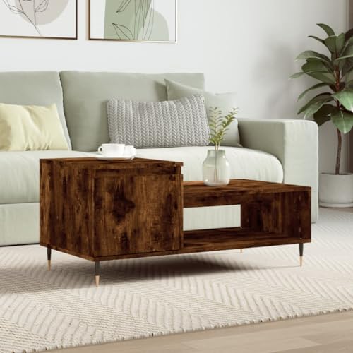 Qnhdfrt Couchtisch Beistelltisch 100x50x45 cm Räuchereiche Holzwerkstoff mit Stauraum 2 Fächer Tür Metallbeine Modernes Design für Wohnzimmer Qnhdfrt Couchtisch Beistelltisch 100x50x45 cm Räuchereiche Holzwerkstoff mit Stauraum 2 Fächer Tür Metallbeine Modernes Design für Wohnzimmer von Qnhdfrt