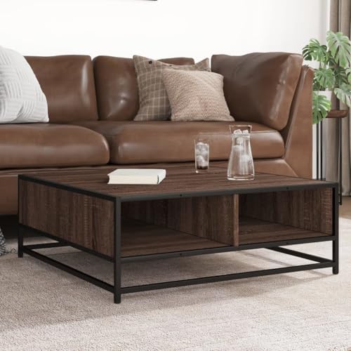 Qnhdfrt Couchtisch Beistelltisch 80x80 cm Braun Eichen-Optik Metallgestell Stauraum für Wohnzimmer Sofa Qnhdfrt Couchtisch Beistelltisch 80x80 cm Braun Eichen-Optik Metallgestell Stauraum für Wohnzimmer Sofa von Qnhdfrt