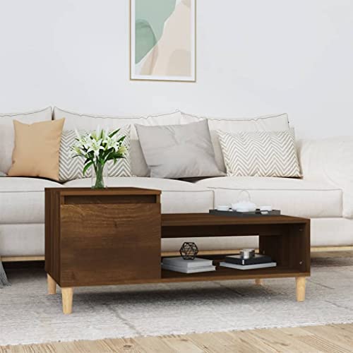 Qnhdfrt Couchtisch Beistelltisch Braun Eichen-Optik 100x50x45 cm aus Holzwerkstoff mit Stauraum Tür und Stabiler Tischplatte für Wohnzimmer Sofa Bereich Qnhdfrt Couchtisch Beistelltisch Braun Eichen-Optik 100x50x45 cm aus Holzwerkstoff mit Stauraum Tür und Stabiler Tischplatte für Wohnzimmer Sofa Bereich von Qnhdfrt