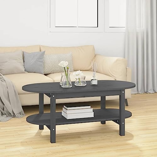 Qnhdfrt Couchtisch Beistelltisch Grau Massivholz Kiefer Rustikal 110x55x45 cm mit offener Ablage für Wohnzimmer Schlafzimmer Flur Qnhdfrt Couchtisch Beistelltisch Grau Massivholz Kiefer Rustikal 110x55x45 cm mit offener Ablage für Wohnzimmer Schlafzimmer Flur von Qnhdfrt