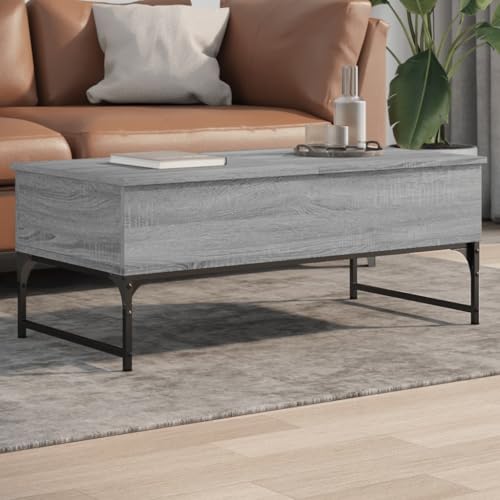 Qnhdfrt Couchtisch Beistelltisch Grau Sonoma 100x50x40 cm Holzwerkstoff Metall mit Verstellbaren Füßen und Verstecktem Stauraum für Wohnzimmer Couch Qnhdfrt Couchtisch Beistelltisch Grau Sonoma 100x50x40 cm Holzwerkstoff Metall mit Verstellbaren Füßen und Verstecktem Stauraum für Wohnzimmer Couch von Qnhdfrt