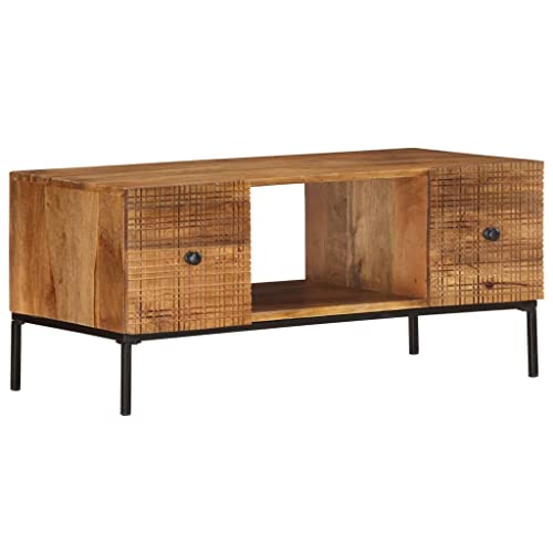 Qnhdfrt Couchtisch Beistelltisch Massivholz Mango Industriestil Vintage Handgeschnitzt 90x45x40 cm mit 2 Türen und offenem Fach für Wohnzimmer Schlafzimmer Qnhdfrt Couchtisch Beistelltisch Massivholz Mango Industriestil Vintage Handgeschnitzt 90x45x40 cm mit 2 Türen und offenem Fach für Wohnzimmer Schlafzimmer von Qnhdfrt
