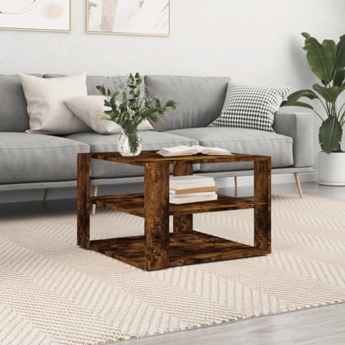Qnhdfrt Couchtisch Beistelltisch Räuchereiche Holzwerkstoff 59,5x59,5x40 cm mit 3-stufiger Ablage Robuste Tischplatte Elegantes Design für Wohnzimmer Qnhdfrt Couchtisch Beistelltisch Räuchereiche Holzwerkstoff 59,5x59,5x40 cm mit 3-stufiger Ablage Robuste Tischplatte Elegantes Design für Wohnzimmer von Qnhdfrt