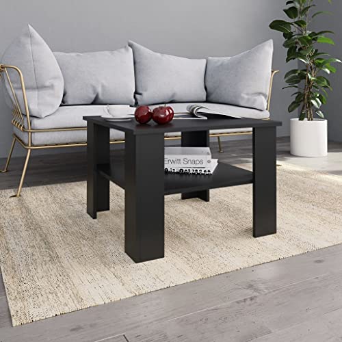Qnhdfrt Couchtisch Beistelltisch Schwarz 60x60x42 cm Holzwerkstoff Stabil mit Ablagefach Modernes Design für Wohnzimmer Schlafzimmer von Qnhdfrt