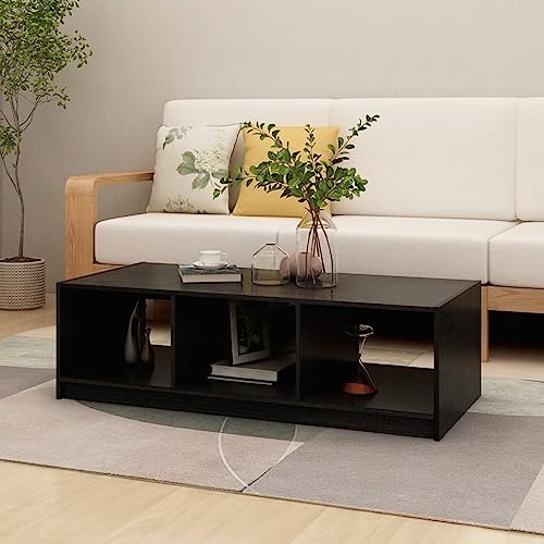 Qnhdfrt Couchtisch Beistelltisch Schwarz Massivholz Kiefer 110x50x34 cm Moderner Wohnzimmertisch Nachttisch Kompakt Qnhdfrt Couchtisch Beistelltisch Schwarz Massivholz Kiefer 110x50x34 cm Moderner Wohnzimmertisch Nachttisch Kompakt von Qnhdfrt