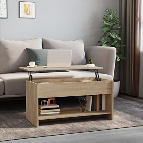 Qnhdfrt Couchtisch Beistelltisch Sonoma-Eiche Holzwerkstoff mit Verstellbarer Tischplatte und Verstecktem Stauraum 102x50x52,5 cm Modernes Design für Wohnzimmer Qnhdfrt Couchtisch Beistelltisch Sonoma-Eiche Holzwerkstoff mit Verstellbarer Tischplatte und Verstecktem Stauraum 102x50x52,5 cm Modernes Design für Wohnzimmer von Qnhdfrt